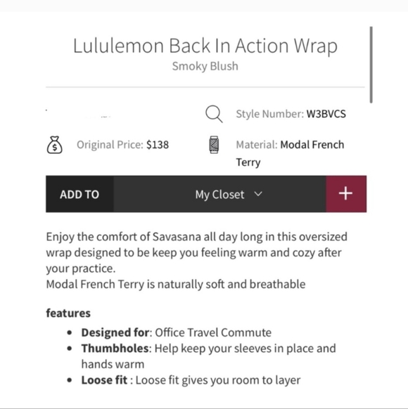 Lululemon Back In Action Wrap Cardigan Smoky Blush Oversized Size 4 - Picture 5 of 11